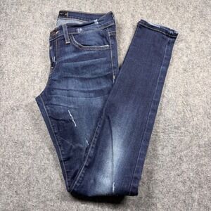 Flying Monkey Womens Dark‎ Wash Distressed Skinny Jeans Size 26 Stretch Denim